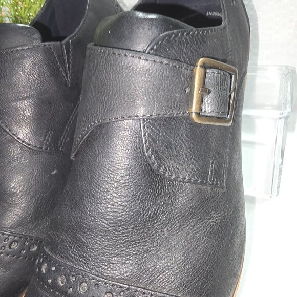 GABICCI BLACK BREATHABLE LEATHER SLIP ON SHOE LOAFER WITH BUCKLE DETAIL MENS 8 - Picture 7 of 13